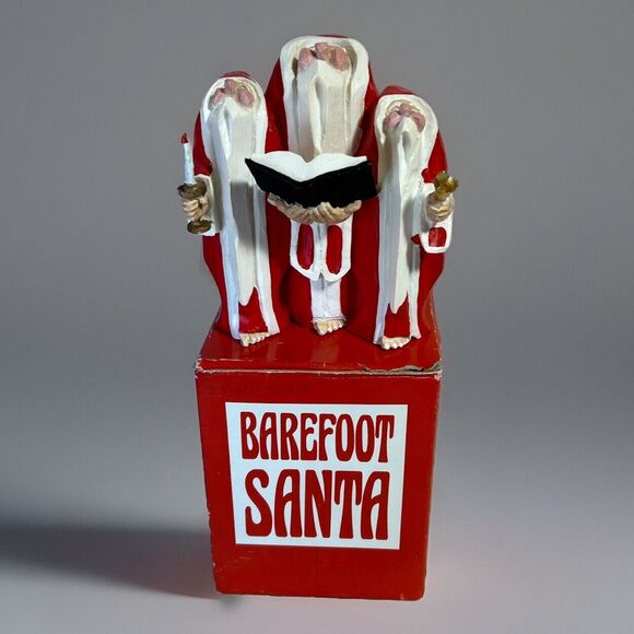 BARE FOOT TRIO with Bible, Bell & Candlestick BAREFOOT SANTAS Christmas Dept 56 - Picture 1 of 6